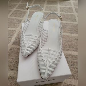 Veronica Beard White Britte Slingback Kitten Heel Pump 7.5